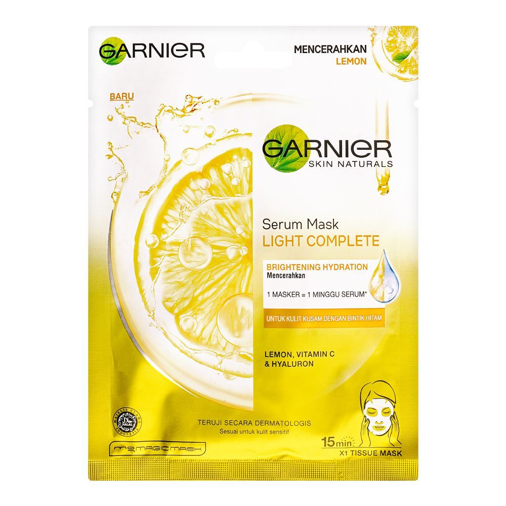 Garnier Skin Naturals Bright Complete Vitamin C + Lemon Serum Mask, 28ml Garnier