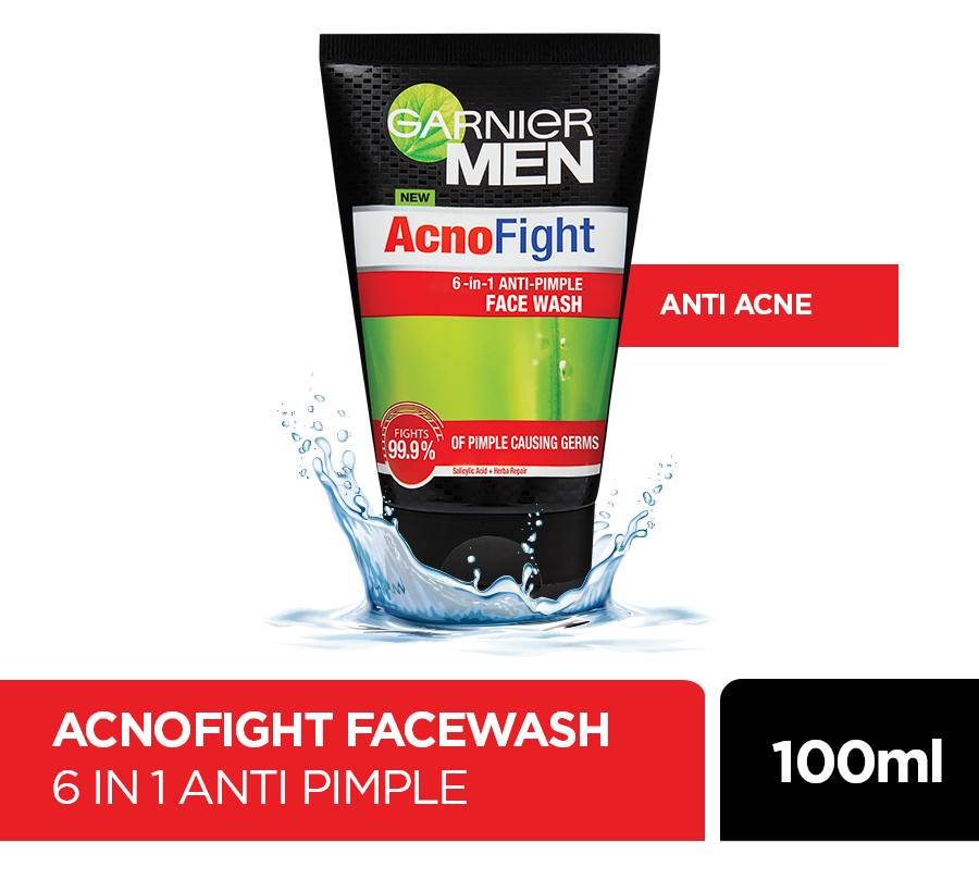 Garnier Men Acno Fight 6-In-1 Pimple Clearing Face Wash 100ml Garnier